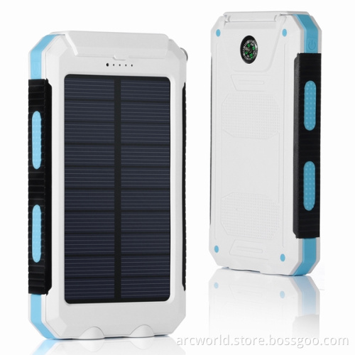 AWC719 8000mah Compass fully Waterproof solar dc 5.0v charger universal charger for mobile phone